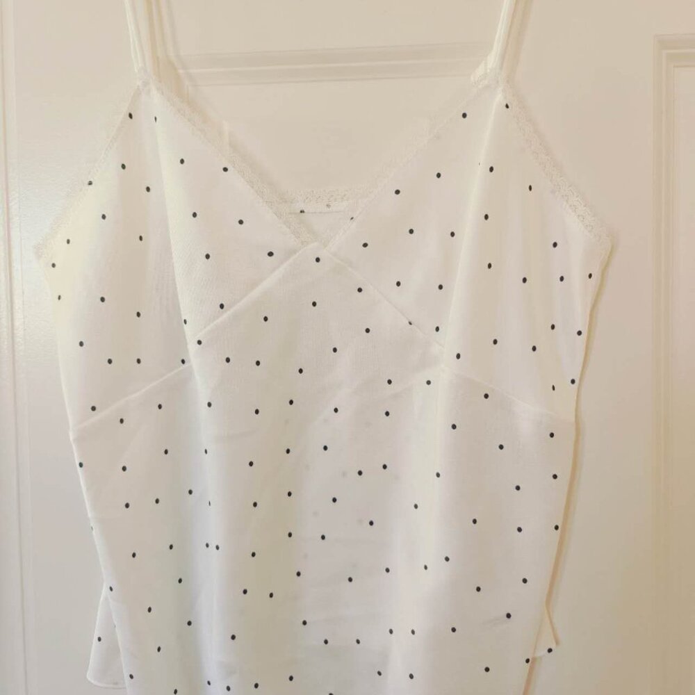 NWT Vince Sheer Dot-Print Silk Lined Blouse with matching camisole - Picture 6 of 7